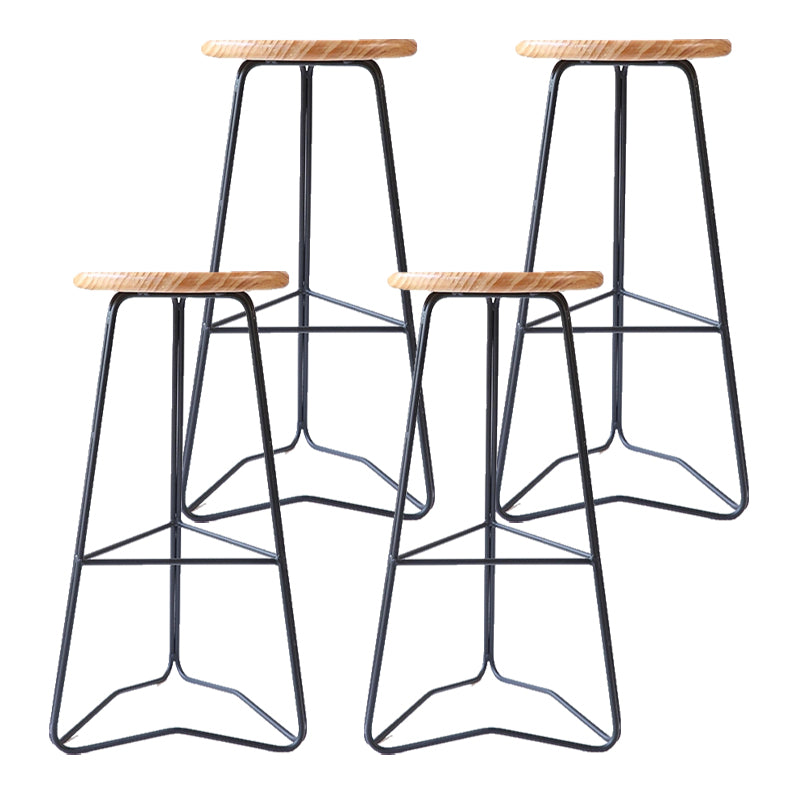 Modern Armless Counter Stool Iron Dining Room Bar Stool with Seat and Pedal
