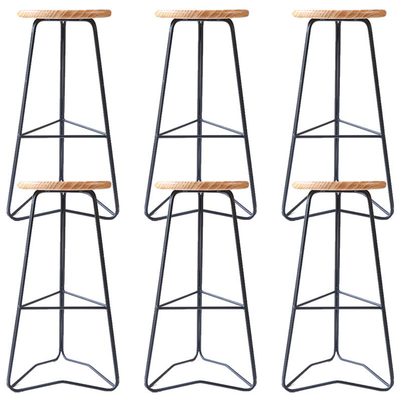 Modern Armless Counter Stool Iron Dining Room Bar Stool with Seat and Pedal