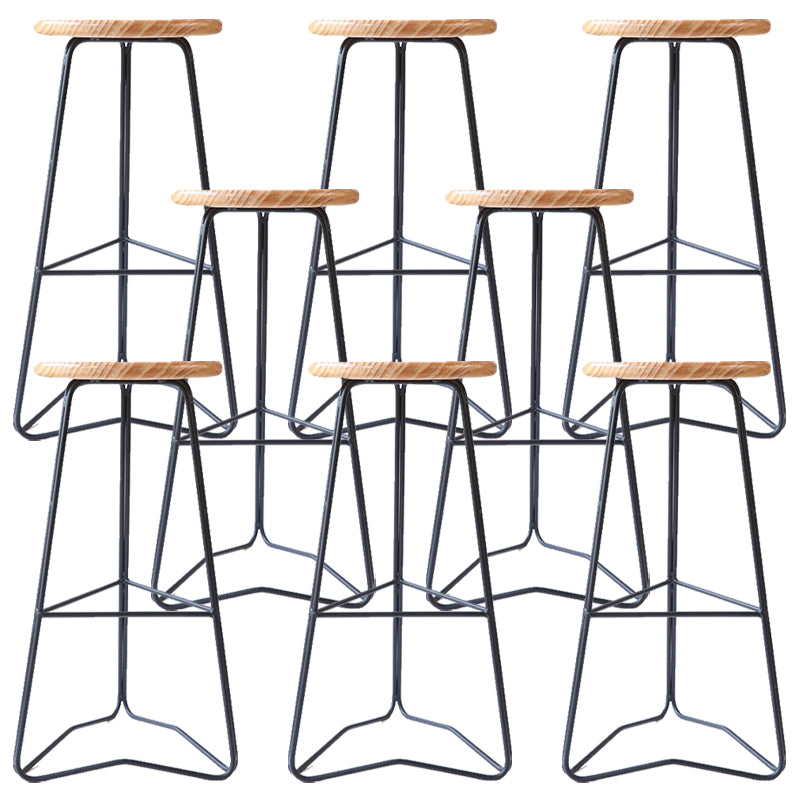 Modern Armless Counter Stool Iron Dining Room Bar Stool with Seat and Pedal