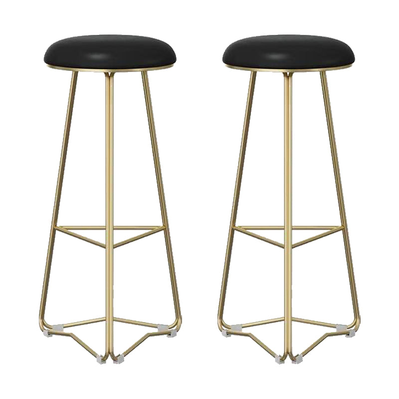 Modern Armless Counter Stool Iron Dining Room Bar Stool with Seat and Pedal