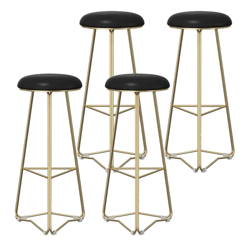 Modern Armless Counter Stool Iron Dining Room Bar Stool with Seat and Pedal