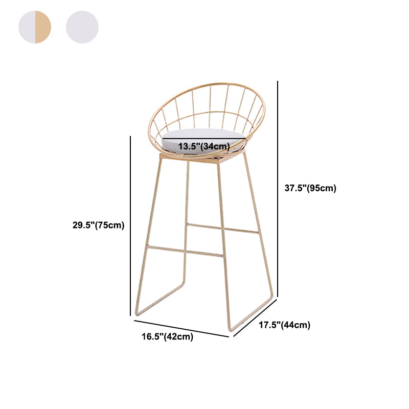 Modern Armless Counter Stool Iron Dining Room Bar Stool with Seat and Pedal