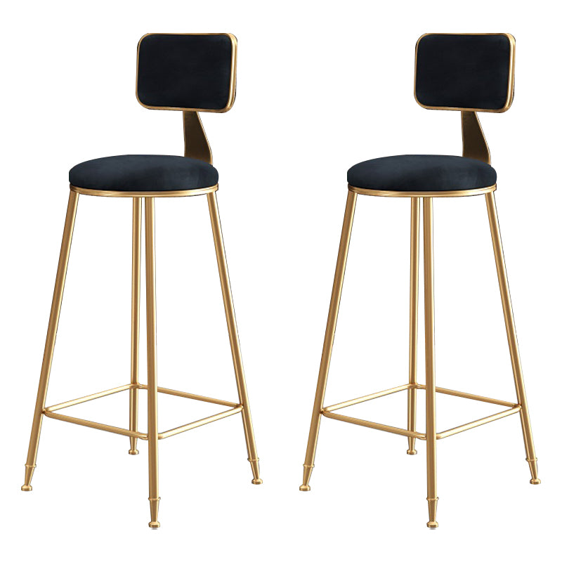 Glam Round Counter Stool Footrest Upholstered Low Back Indoor  Dining Stool