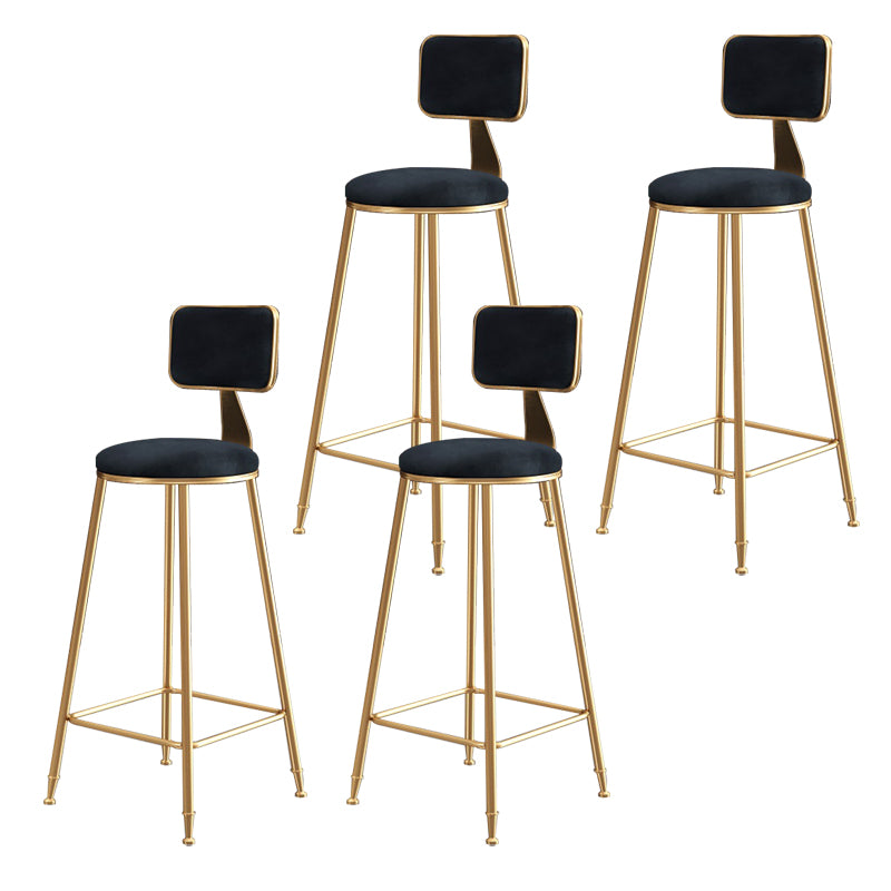 Glam Round Counter Stool Footrest Upholstered Low Back Indoor  Dining Stool