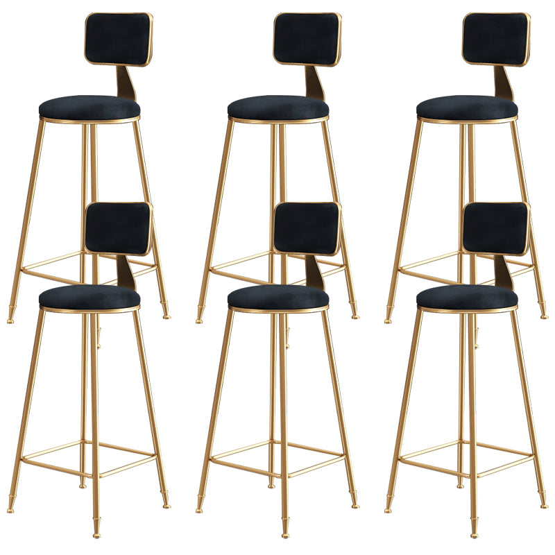 Glam Round Counter Stool Footrest Upholstered Low Back Indoor  Dining Stool