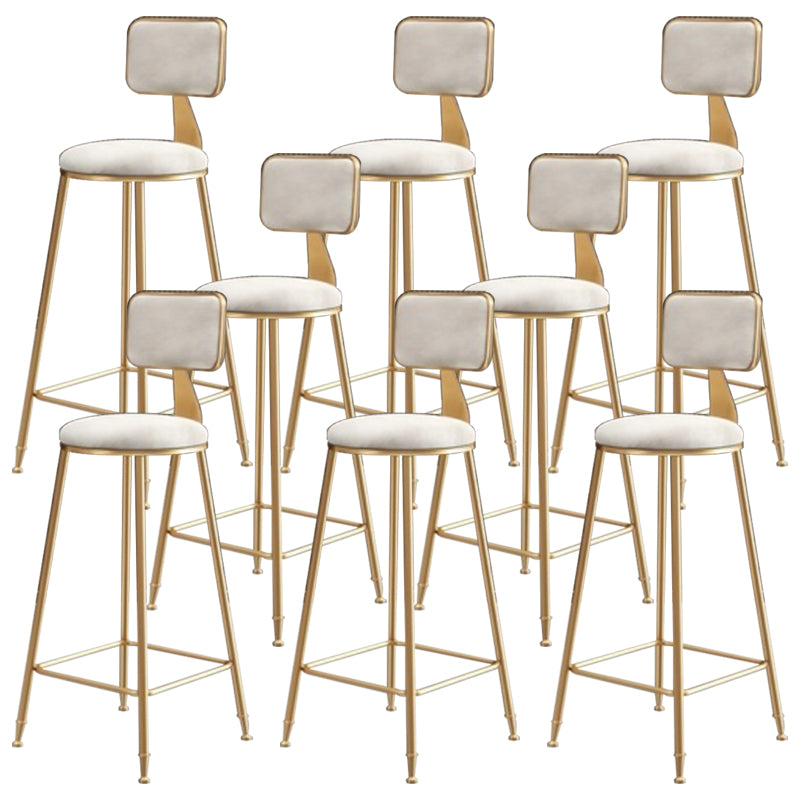 Glam Round Counter Stool Footrest Upholstered Low Back Indoor  Dining Stool