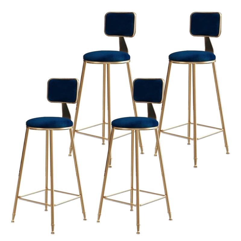 Glam Round Counter Stool Footrest Upholstered Low Back Indoor  Dining Stool