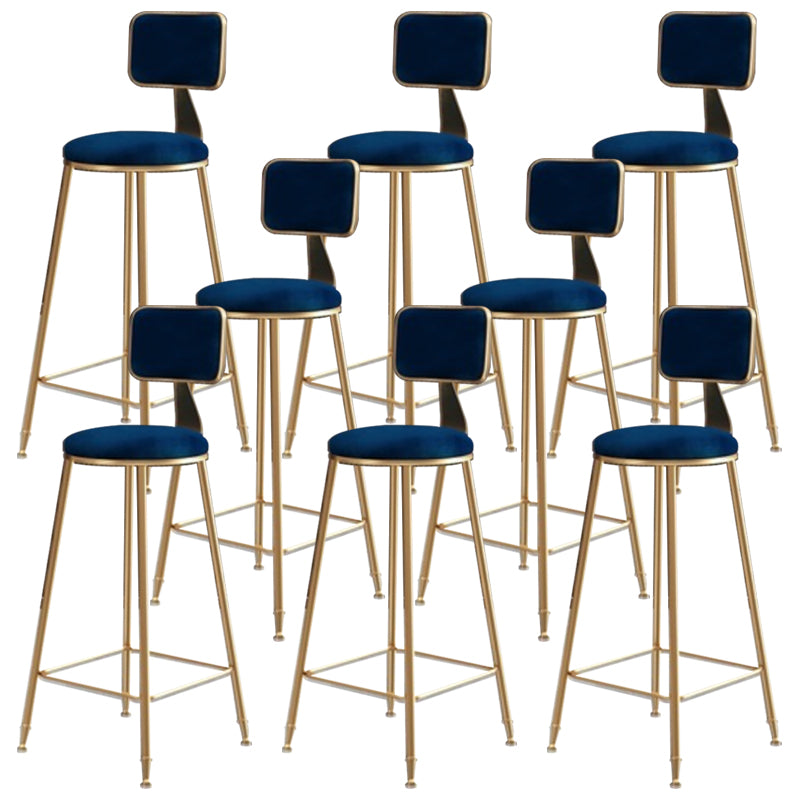 Glam Round Counter Stool Footrest Upholstered Low Back Indoor  Dining Stool