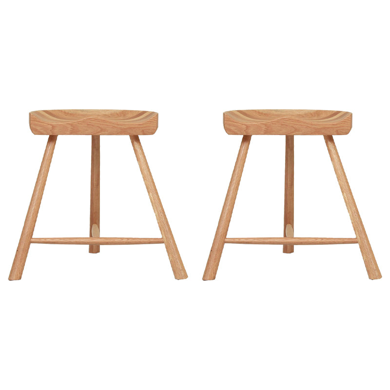 Contemporary Backless Footrest Stool Contoured Solid Wood Bar Stool