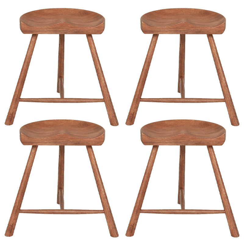 Contemporary Backless Footrest Stool Contoured Solid Wood Bar Stool