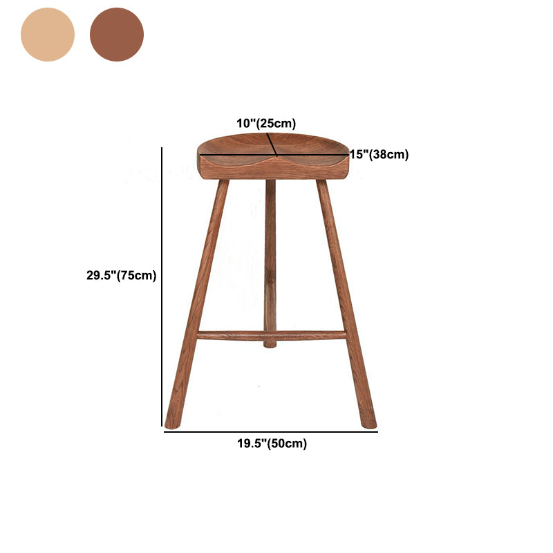 Contemporary Backless Footrest Stool Contoured Solid Wood Bar Stool
