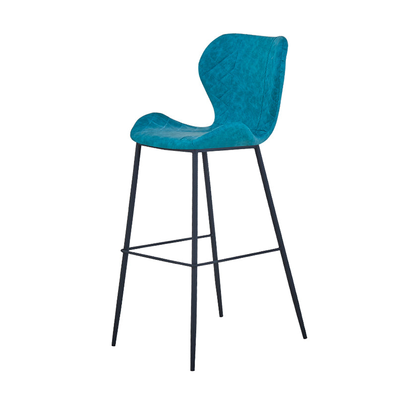 Industrial Indoor Bar-stool Leather Footrest Bucket Black Base Bar and Counter Stool