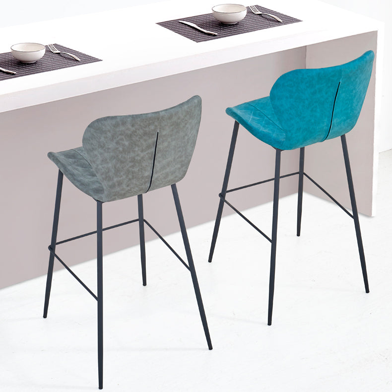 Industrial Indoor Bar-stool Leather Footrest Bucket Black Base Bar and Counter Stool