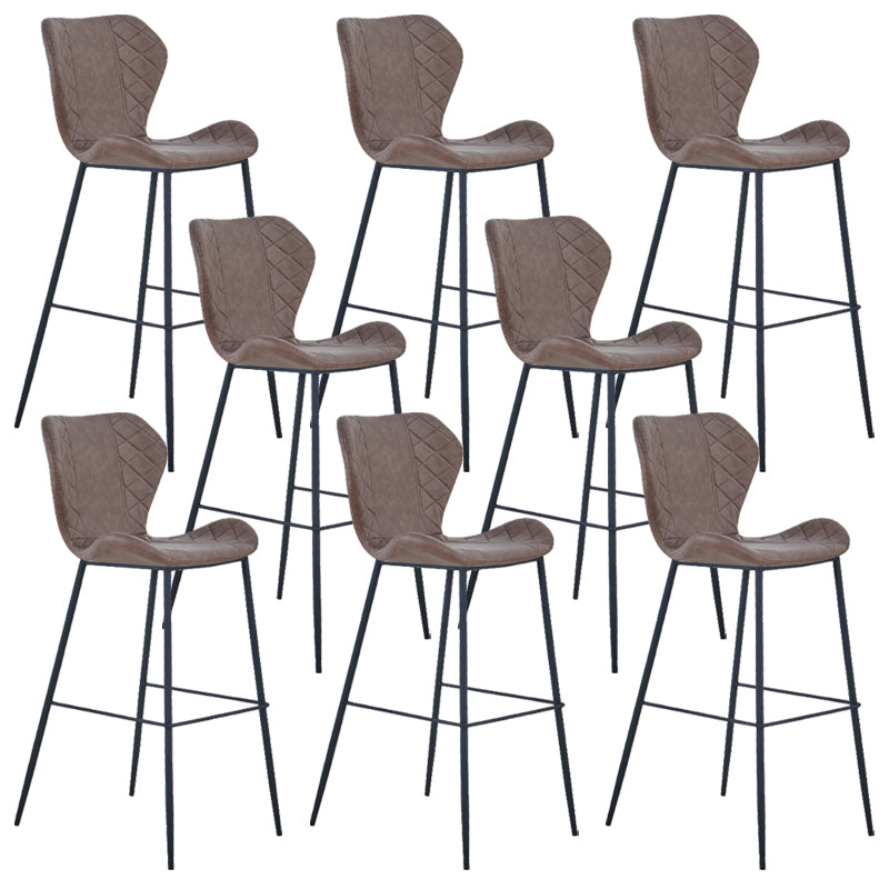 Industrial Indoor Bar-stool Leather Footrest Bucket Black Base Bar and Counter Stool