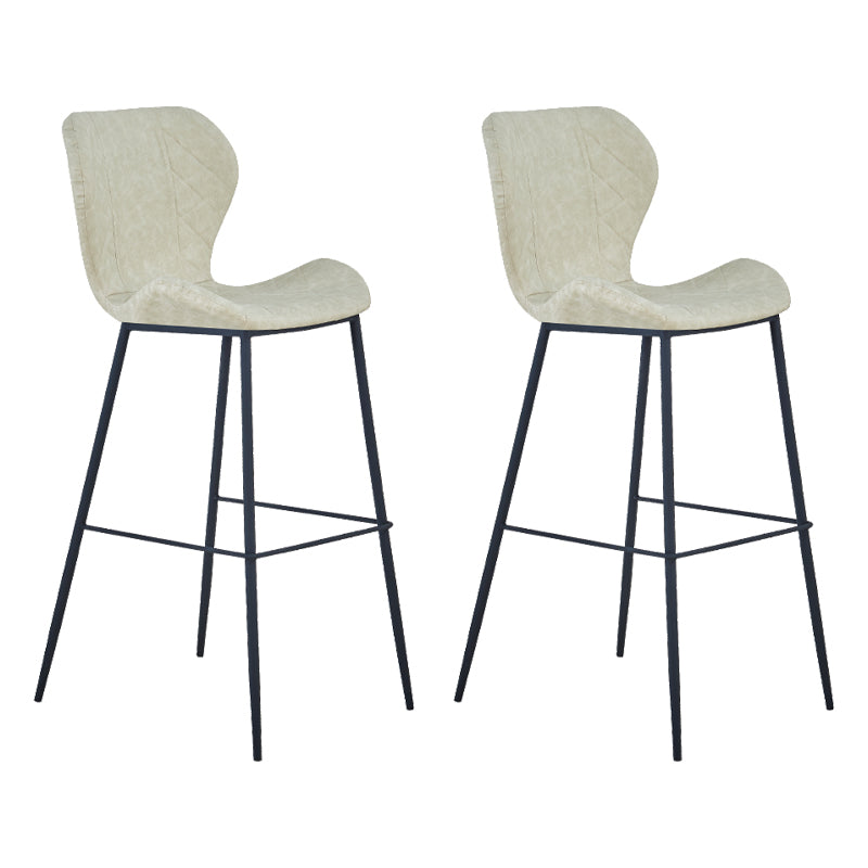 Industrial Indoor Bar-stool Leather Footrest Bucket Black Base Bar and Counter Stool