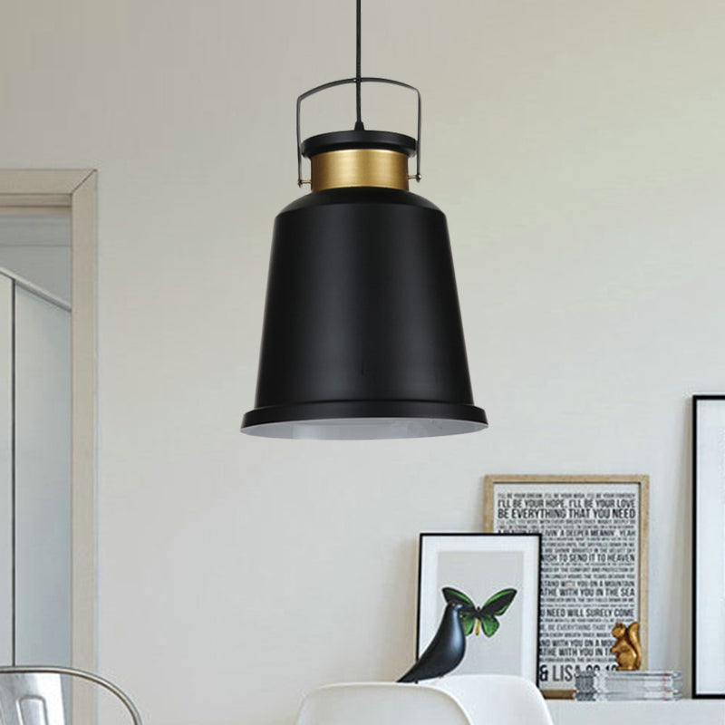 1 Bulb Bell Down Lighting Antiqued Black Finish Aluminum Handle Suspended Pendant Lamp