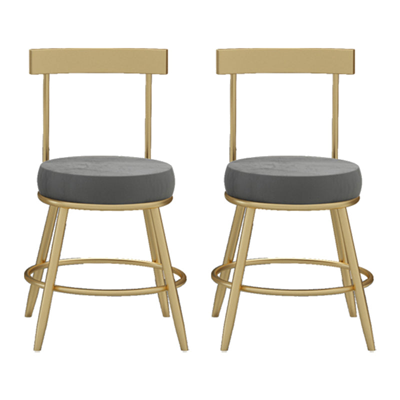 Glam Round Counter Height Stools Grey and Gold Footrest Upholstered Counter Bar Stool