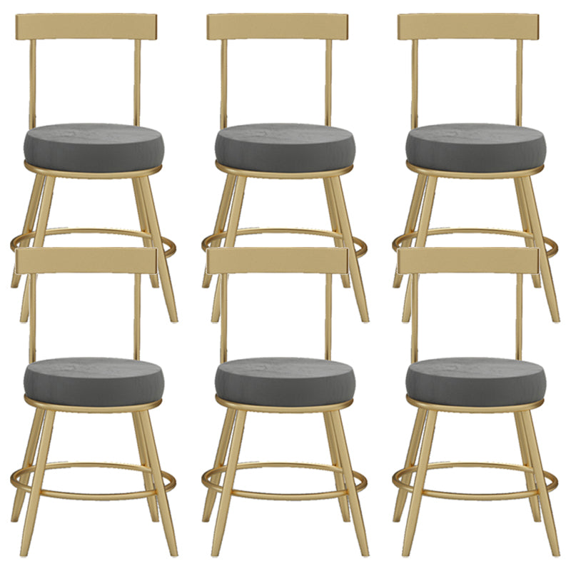 Glam Round Counter Height Stools Grey and Gold Footrest Upholstered Counter Bar Stool