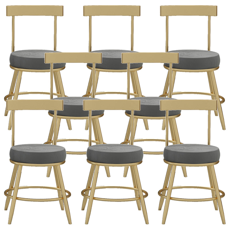 Glam Round Counter Height Stools Grey and Gold Footrest Upholstered Counter Bar Stool