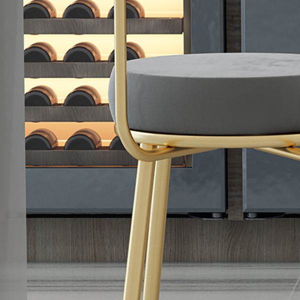 Glam Round Counter Height Stools Grey and Gold Footrest Upholstered Counter Bar Stool