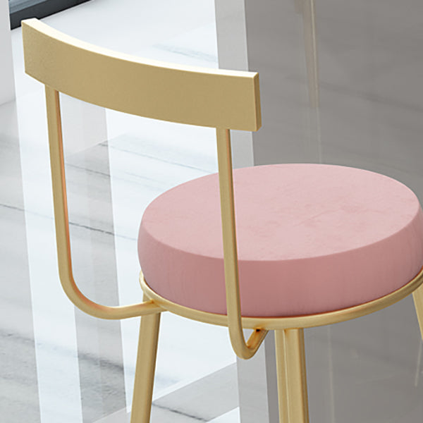 Glam Round Counter Height Stools Grey and Gold Footrest Upholstered Counter Bar Stool