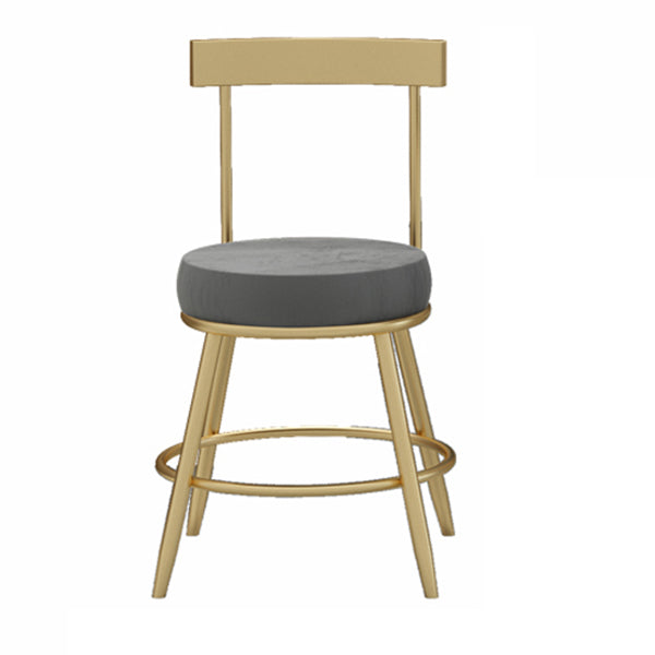 Glam Round Counter Height Stools Grey and Gold Footrest Upholstered Counter Bar Stool