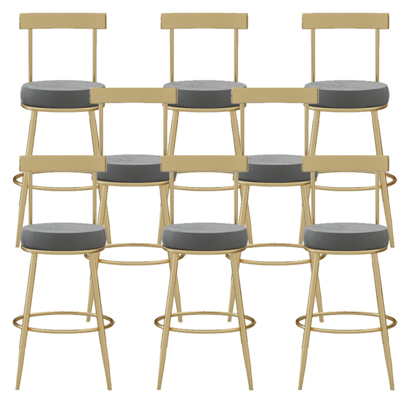 Glam Round Counter Height Stools Grey and Gold Footrest Upholstered Counter Bar Stool