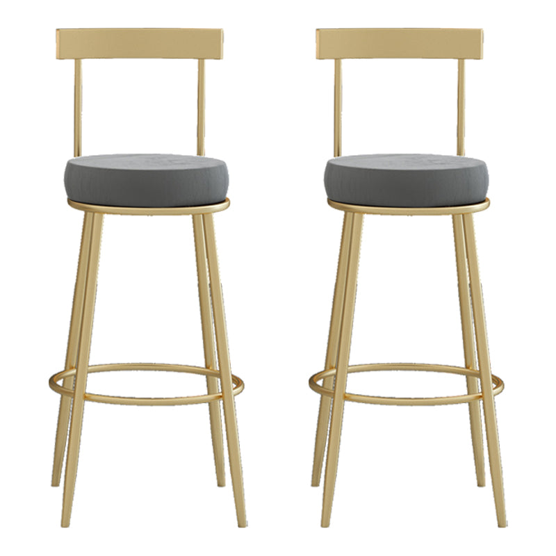 Glam Round Counter Height Stools Grey and Gold Footrest Upholstered Counter Bar Stool