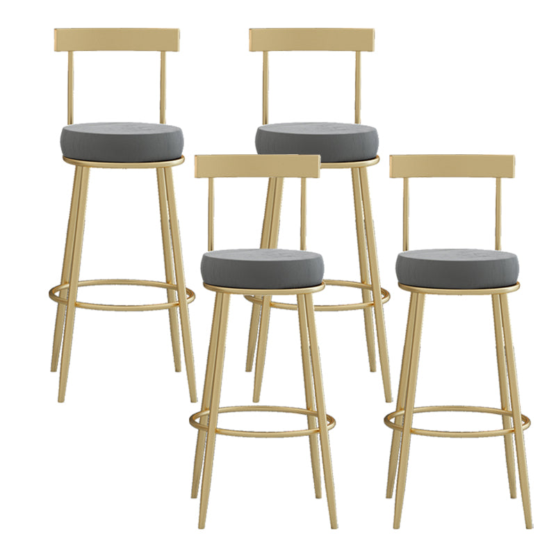 Glam Round Counter Height Stools Grey and Gold Footrest Upholstered Counter Bar Stool