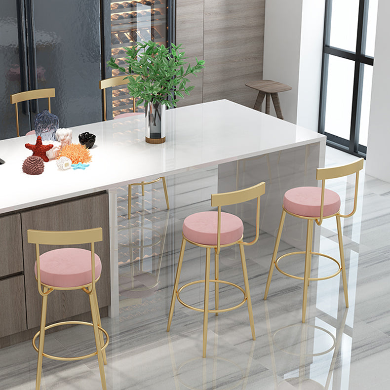 Glam Round Counter Height Stools Grey and Gold Footrest Upholstered Counter Bar Stool