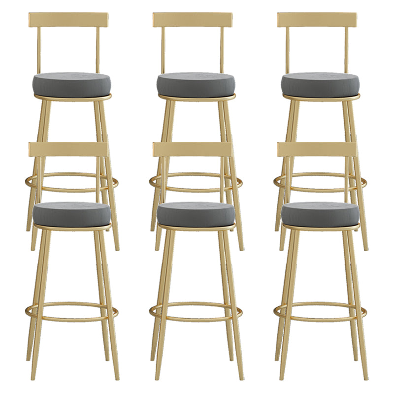 Glam Round Counter Height Stools Grey and Gold Footrest Upholstered Counter Bar Stool