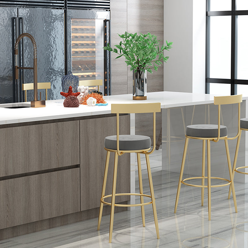 Glam Round Counter Height Stools Grey and Gold Footrest Upholstered Counter Bar Stool