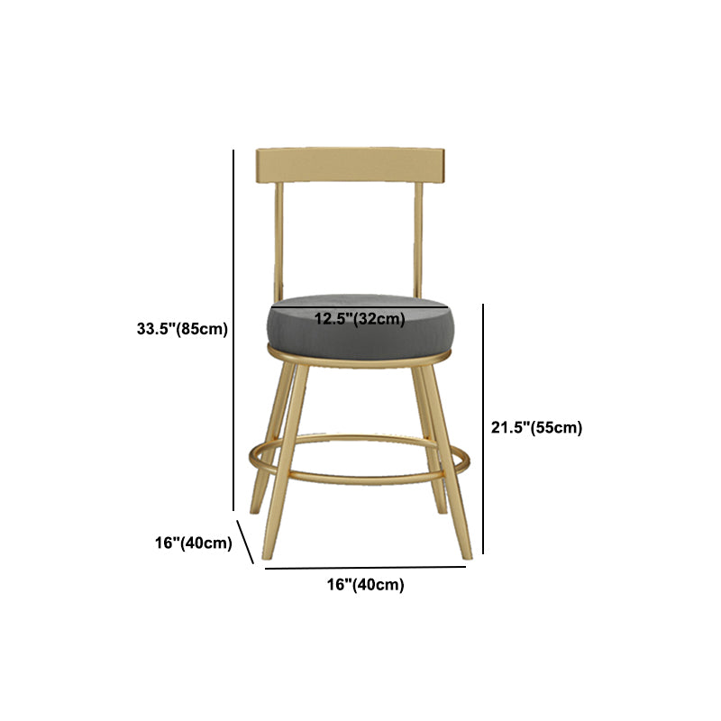 Glam Round Counter Height Stools Grey and Gold Footrest Upholstered Counter Bar Stool