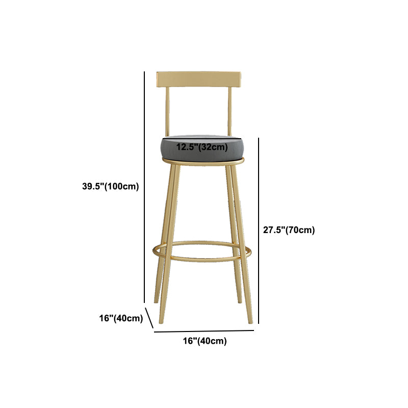 Glam Round Counter Height Stools Grey and Gold Footrest Upholstered Counter Bar Stool