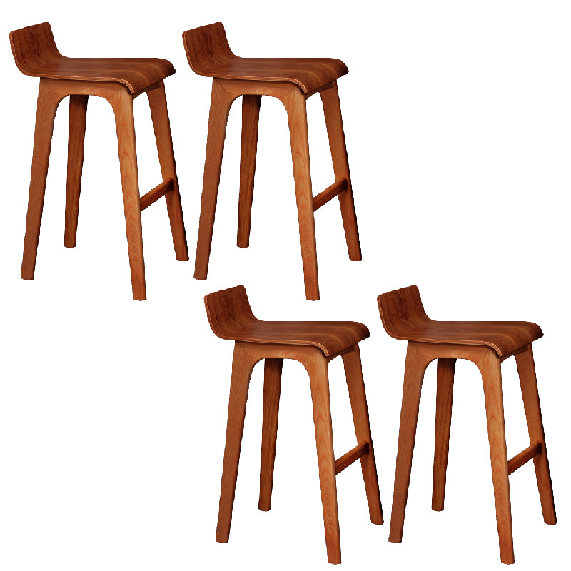 Modern Armless Backrest Counter Stool Wood Bar Stool with Footrest