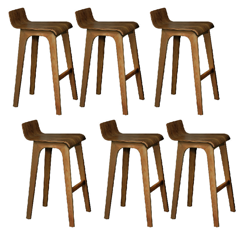 Modern Armless Backrest Counter Stool Wood Bar Stool with Footrest