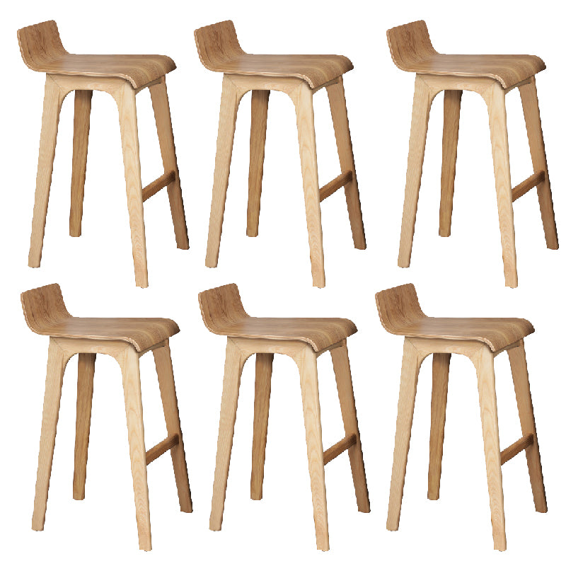 Modern Armless Backrest Counter Stool Wood Bar Stool with Footrest