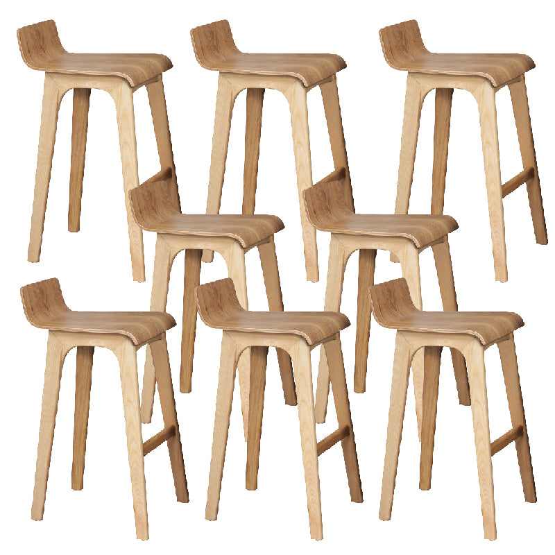 Modern Armless Backrest Counter Stool Wood Bar Stool with Footrest