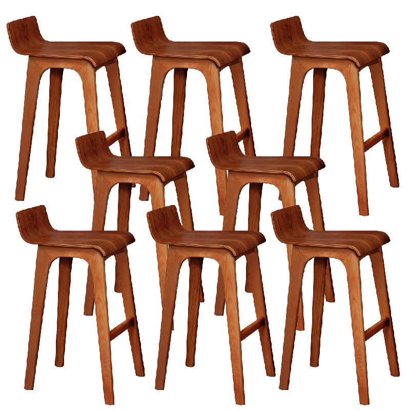 Modern Armless Backrest Counter Stool Wood Bar Stool with Footrest