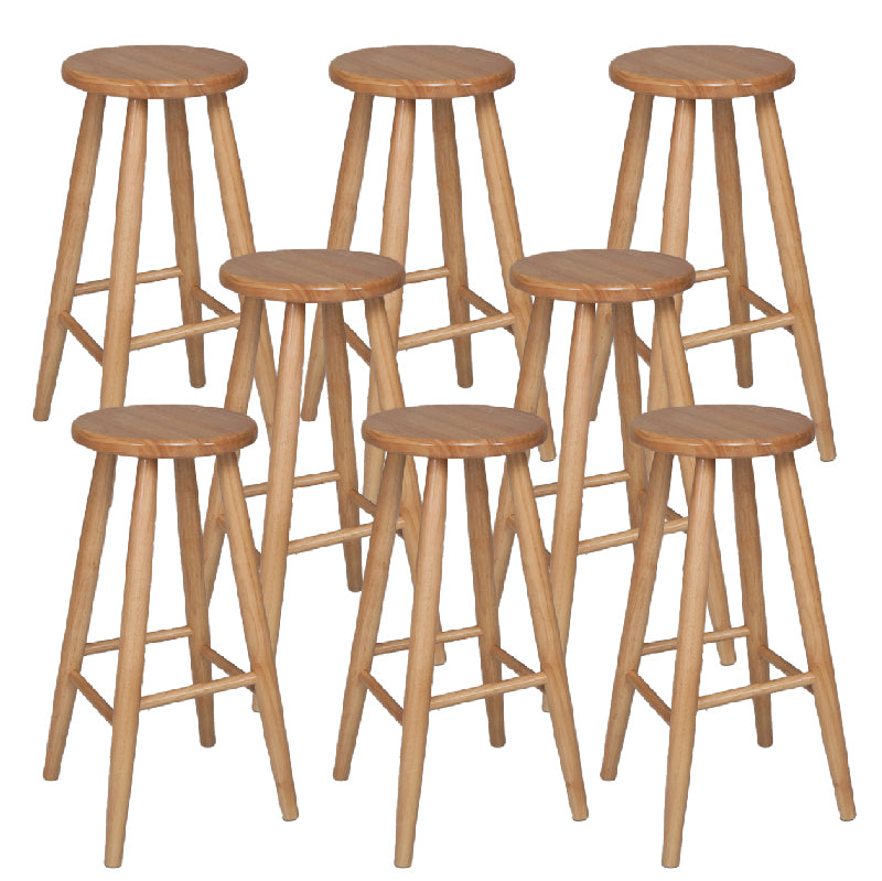Modern Round Counter Bar Stool Wood Backless Bar Stool with Footrest
