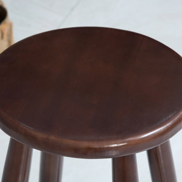 Modern Round Counter Bar Stool Wood Backless Bar Stool with Footrest
