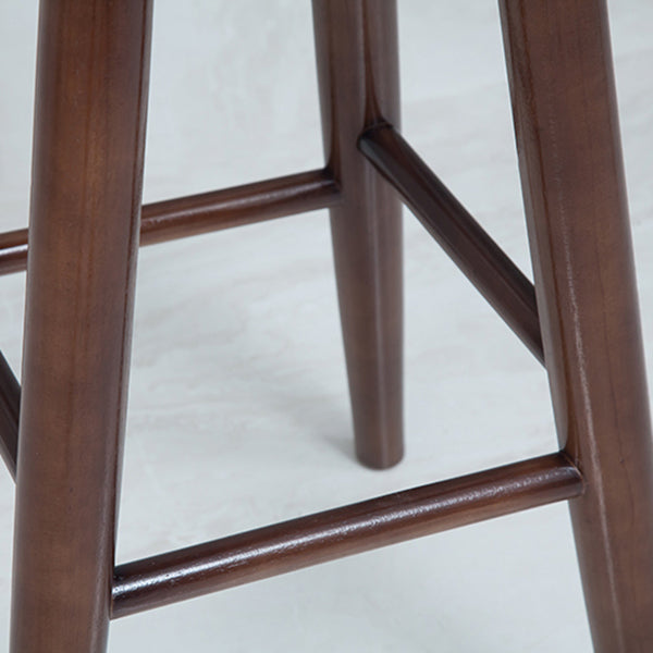 Modern Round Counter Bar Stool Wood Backless Bar Stool with Footrest