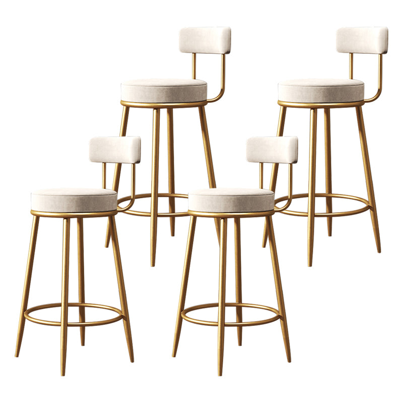 Nordic Backrest Armless Counter Stool Iron Cafe Bar Stool with  Pedal and Cushion