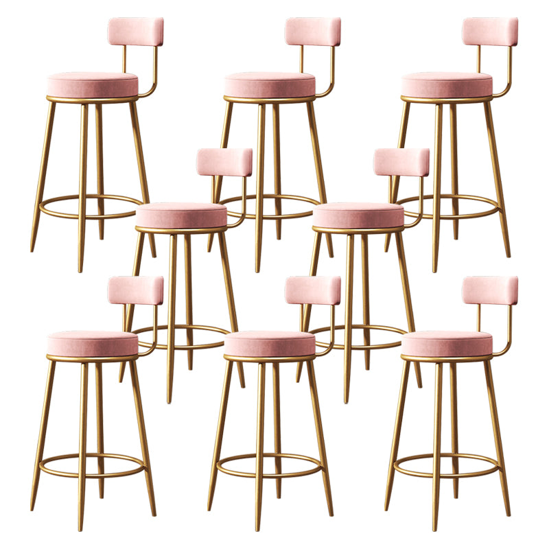 Nordic Backrest Armless Counter Stool Iron Cafe Bar Stool with  Pedal and Cushion