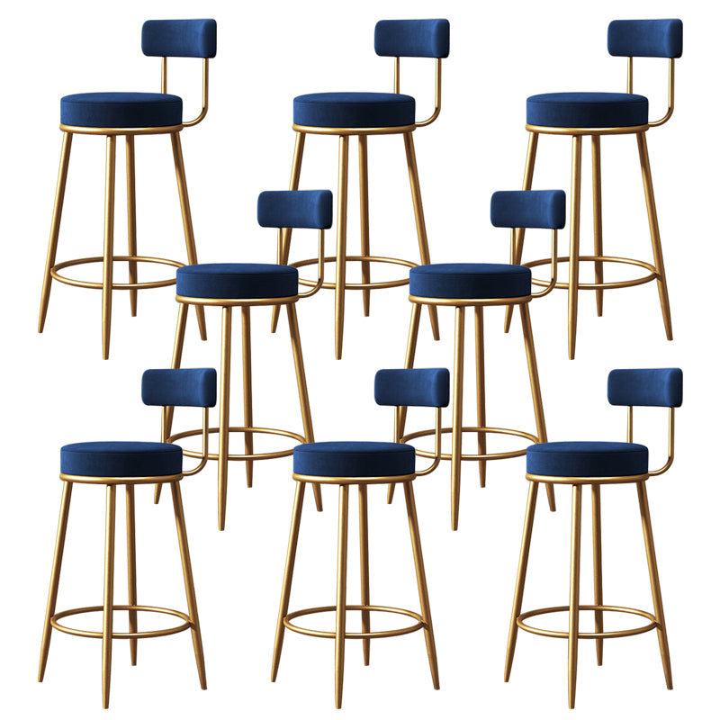 Nordic Backrest Armless Counter Stool Iron Cafe Bar Stool with  Pedal and Cushion