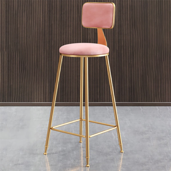 Glam Armless Backrest Counter Stool Iron Dining Room Bar Stool with Cushion