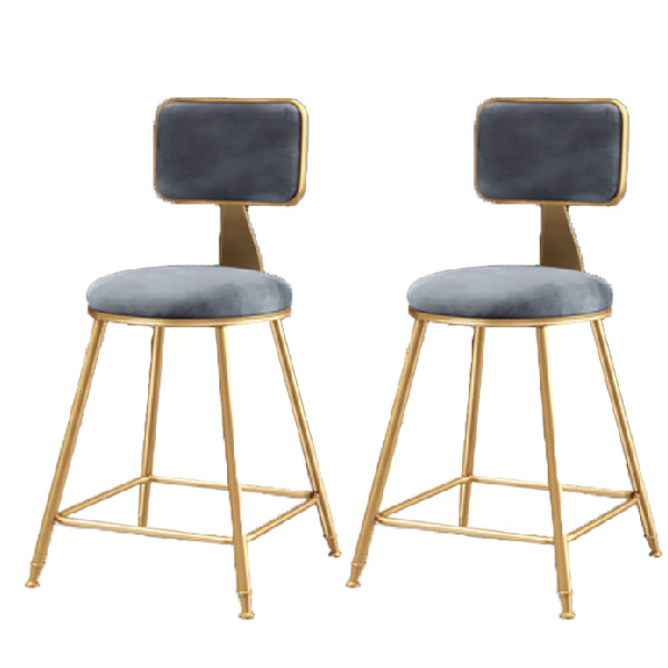 Glam Armless Backrest Counter Stool Iron Dining Room Bar Stool with Cushion