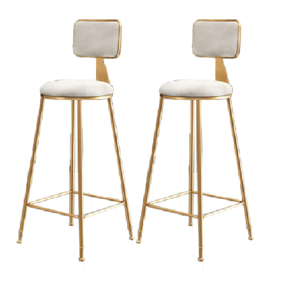 Glam Armless Backrest Counter Stool Iron Dining Room Bar Stool with Cushion