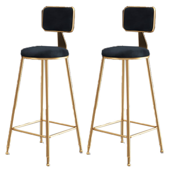 Glam Armless Backrest Counter Stool Iron Dining Room Bar Stool with Cushion