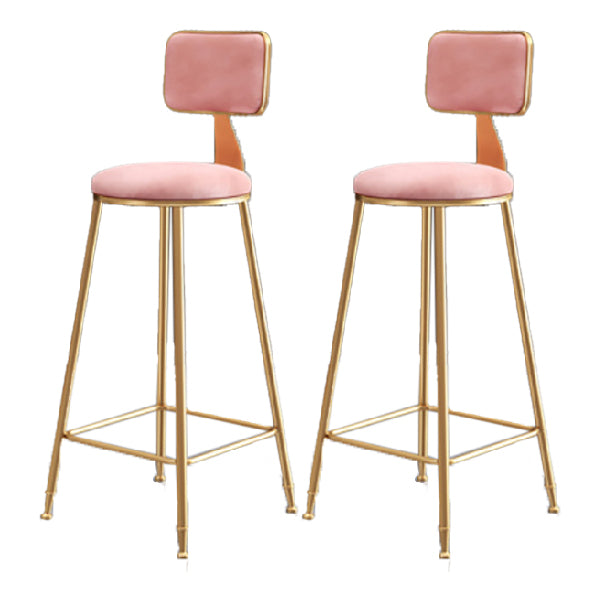 Glam Armless Backrest Counter Stool Iron Dining Room Bar Stool with Cushion